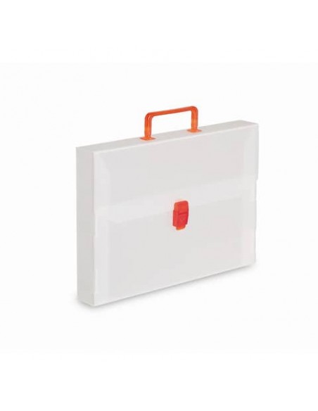 Valigetta portadocumenti Favorit a una chiusura polionda cannettato bianco trasparente 27x38 cm dorso 5 cm - EURO5T