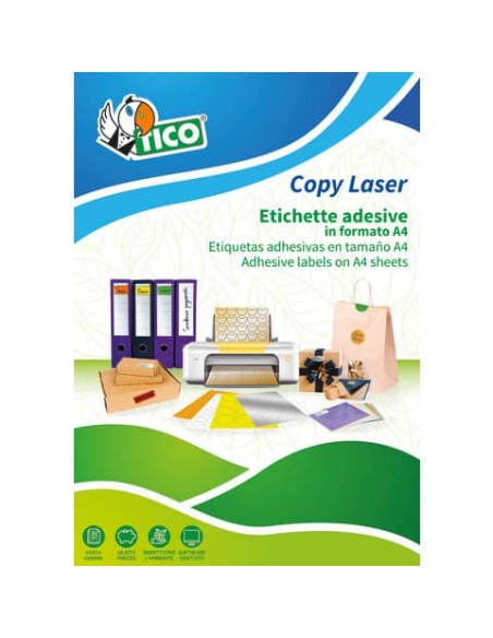 Etichette bianche con margini TICO Copy Laser Premium 105x140 mm - 4 et./foglio - conf. 100 fogli LP4W-105140