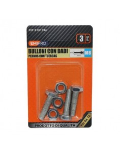 Bulloni con dadi Emi M8 x 30 mm - conf. 3 pezzi - 8101394