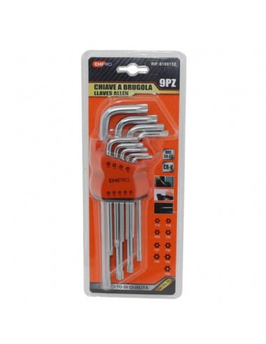 Kit di chiavi a brugola assortite Emi - puntale tork - conf. da 9 pezzi - 8100157