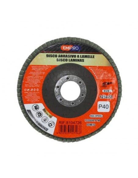 Disco abrasivo a lamelle Emi 125x22 mm grana P40 8104726