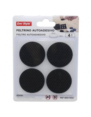 Feltrino adesivo tondo Emi Ø 40 mm - nero - conf. da 4 pezzi - 8501502