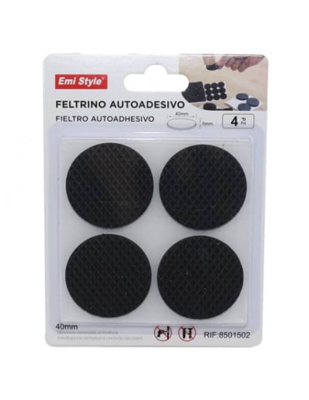 Feltrino adesivo tondo Emi Ø 40 mm - nero - conf. da 4 pezzi - 8501502