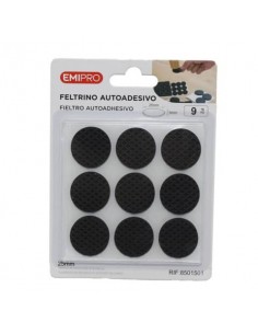 Feltrino adesivo tondo Emi Ø 25 mm - nero - conf. da 9 pezzi - 8501501
