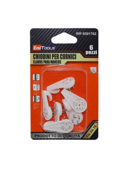 Ganci per quadri Emi in plastica - bianco - conf. 6 pezzi - 8501762