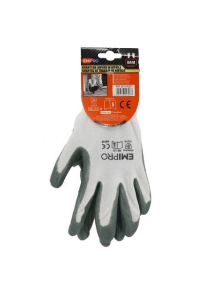 Guanti da lavoro in poliestere Emi 8/M - grigio - EN 388:2016 3121X - 8104307