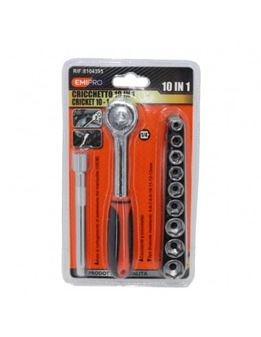 Cricchetto con prolunga e 9 chiavi a bussola Emi misura 5/13 mm - 8104395