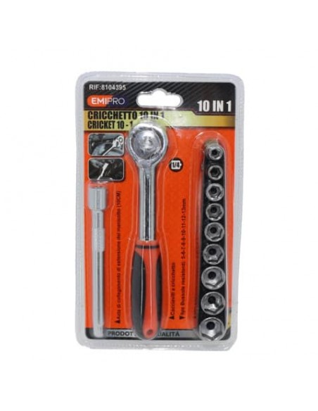 Cricchetto con prolunga e 9 chiavi a bussola Emi misura 5/13 mm - 8104395