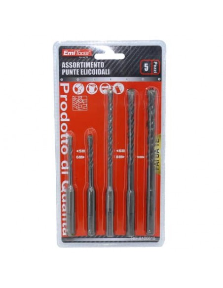 Kit punte da muro ad innesto Emi per tassellatore - attacco SDS - conf. da 5 pezzi - 8100813