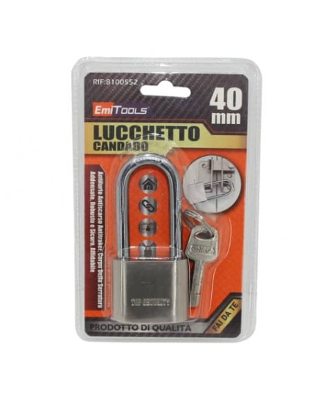 Lucchetto in acciaio Emi anello lungo 40x85 mm - 8100552