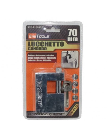 Lucchetto in acciaio di sicurezza Emi chiusura a pistone - 70x20x50 mm - 8100570