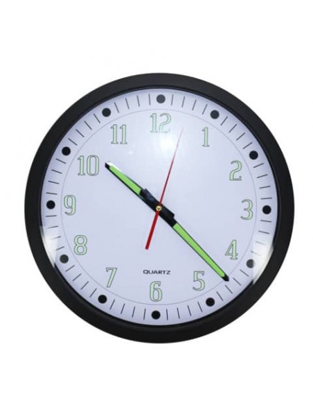 Orologio da parete Emi fondo bianco numeri fluo a lettura facilitata notturna -  Ø 34