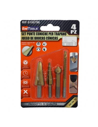 Punte coniche Emi per ferro/alluminio conf. da 4 pezzi - 8100788