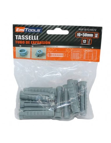 Tasselli in nylon per muro Emi 5 cm x  Ø 10 mm - colore grigio - conf. da 12 pezzi - 8101872
