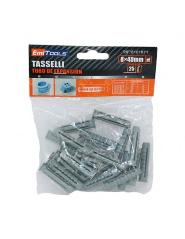 Tasselli in nylon per muro Emi 4 cm x  Ø 8 mm - colore grigio - conf. da 25 pezzi - 8101871