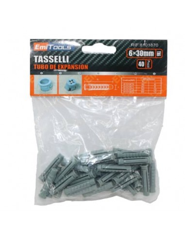 Tasselli in nylon per muro Emi 3 cm x  Ø 6 mm - colore grigio - conf. da 40 pezzi - 8101870
