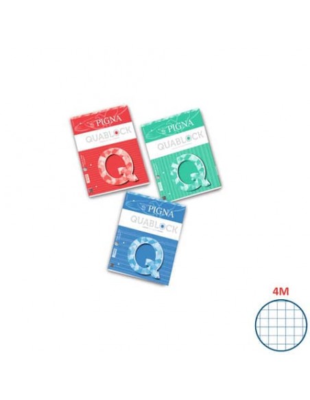 Blocco 50 fogli Pigna Quablock a 4 fori A4 quadretti 4 mm 00609774M