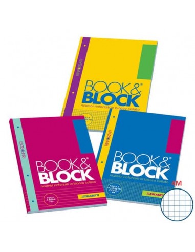 Blocco 40 ff A4 collato lato lungo - forati e rinforzati - 80 gr/mq Blasetti Blocco Book & Block quadretto 4M - 5721