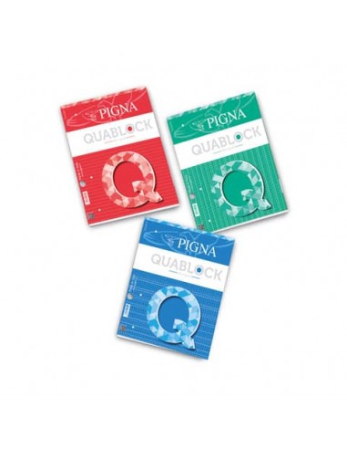Blocco collato Pigna Quablock 50 fogli forati A4 - 5M quadrettato - 80 g/m² - 00609775M