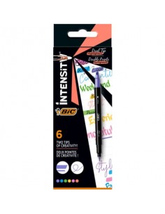 Evidenziatore con Fineliner BIC Intensity Dual Tip - assortiti - conf. 6 pz - 503828