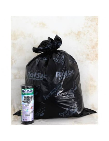 Sacchi Rolsac Quality 85x120cm spessore 55 my 156 l nero rotolo da 20 pezzi - 10087