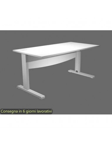 Scrivania piano bianco 160x80xH.73 cm con Modesty Panel gamba a L in metallo grigio alluminio Flex URB/V-160 + MOD/3