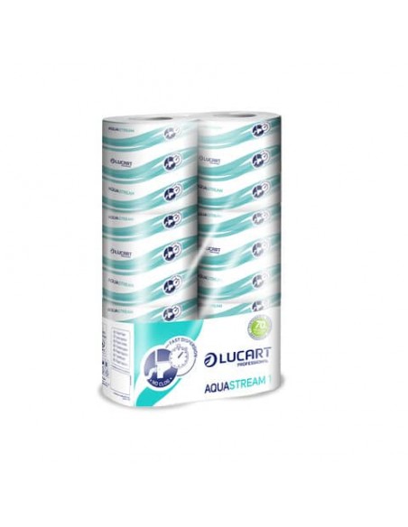 Carta igienica fascettata Aquastream 2 veli - formato hotel - 200 strappi - Lucart Professional - conf. 6 rotoli