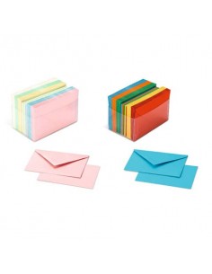 Biglietti augurali con busta Favini Burano Arcobaleno 9x14 cm in conf. 100 colori assortiti tenui - A57Y174