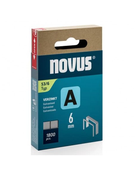 Punti per fissatrice tipo A 53/6 Novus silver - conf. 1800 pz - H205306