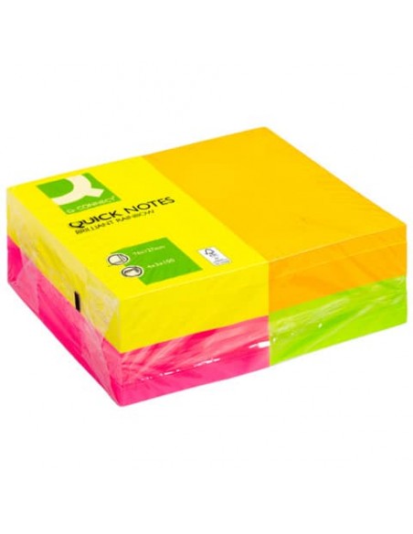 Foglietti riposizionabili Q-Connect 70 g/m² colori intensi 76x127 mm - carta FSC - 12 blocchetti 100 ff - KF01350FSC