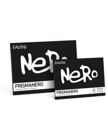 Album da disegno Prismanero in cartoncino monoruvido - 10 fogli neri 33x48 cm - conf. 5 pz - A18A243
