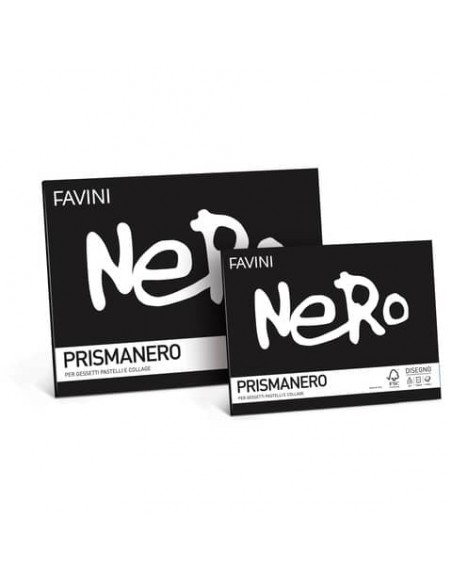 Album da disegno Prismanero in cartoncino monoruvido - 10 fogli neri 33x48 cm - conf. 5 pz - A18A243