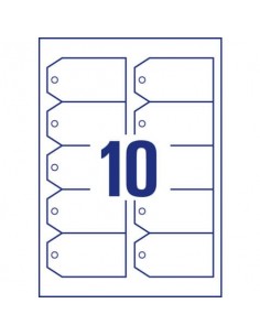 Cartellini rettangolari micro-perforati Avery in cartoncino 220 g in conf. 100 pz 90x50 mm con angoli tagliati T2002-10