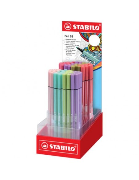 Espositore 80 pennarelli Stabilo Pen 68 tratto 1 mm - colori assortiti - 68/80-01
