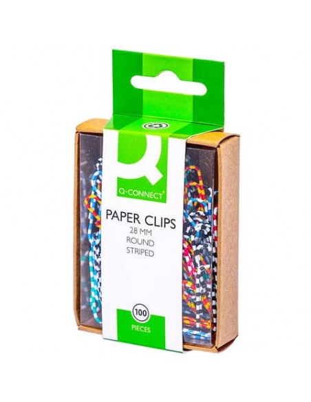 Fermagli zebra Q-Connect a strisce assortiti 28 mm conf. da 100 - KF02024