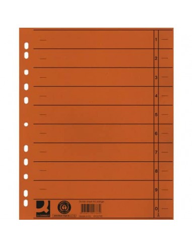 Separatore per archivio con perforazione universale Q-Connect 24x30 cm 230 g/m² arancio  conf. da 100 - KF02790
