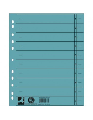 Separatore per archivio con perforazione universale Q-Connect 24x30 cm 230 g/m² blu  conf. da 100 - KF02786
