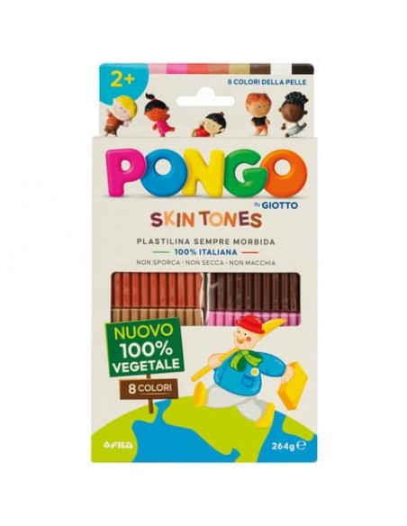 Astuccio da 8 panetti di plastilina vegetale 264 g Pongo colori assortiti pelle - F603100