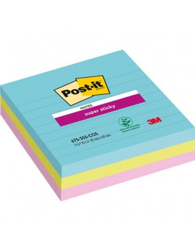 Foglietti riposizionabili Post-it® Super Sticky Cosmic a righe assortiti conf. 3 blocchetti da 70 ff - 675-3SS COS