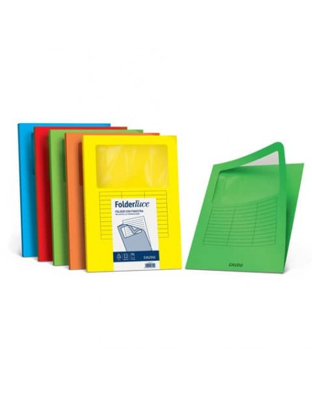 Cartellina con finestra Favini Folderluce 140 g/m² 22x31 cm conf. da 10 scarlatto - A51C124