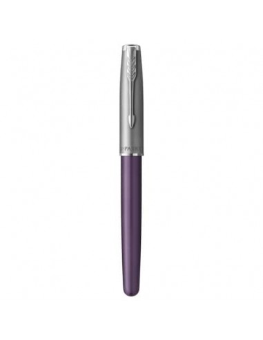 Penna roller Parker Sonnet Sand Blasted Metal CT punta F inchiostro nero Violet/Black - 2169368