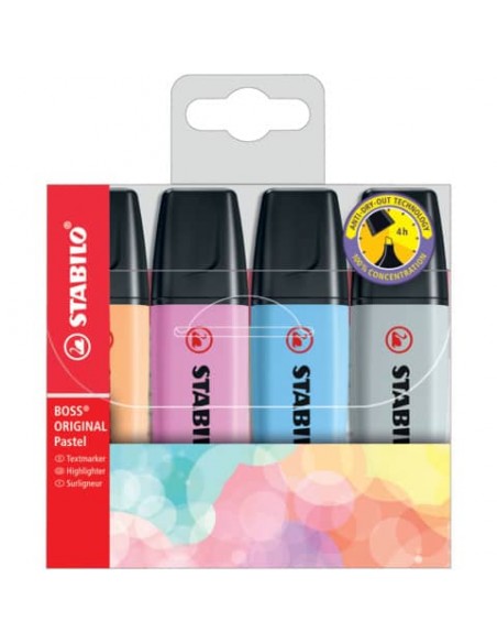 Evidenziatore Stabilo Boss Original Pastel 2-5 mm - assortiti - astuccio da 4 pezzi - 70/4-4