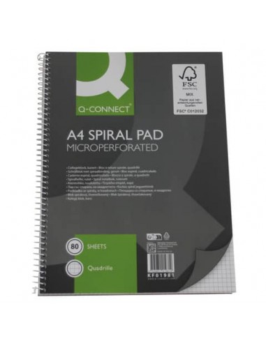 Quaderno spiralato A4 Q-Connect 80 ff quadri 5 mm KF01981