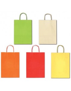 Borsa Allegra su carta kraft bianca colori light assortiti conf. 25 pz Rex-Sadoch 16x8x21 cm - SDF16LIT