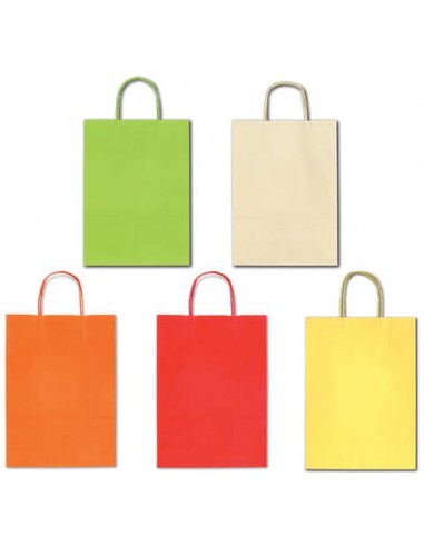 Borsa Allegra su carta kraft bianca colori light assortiti conf. 25 pz Rex-Sadoch 16x8x21 cm - SDF16LIT