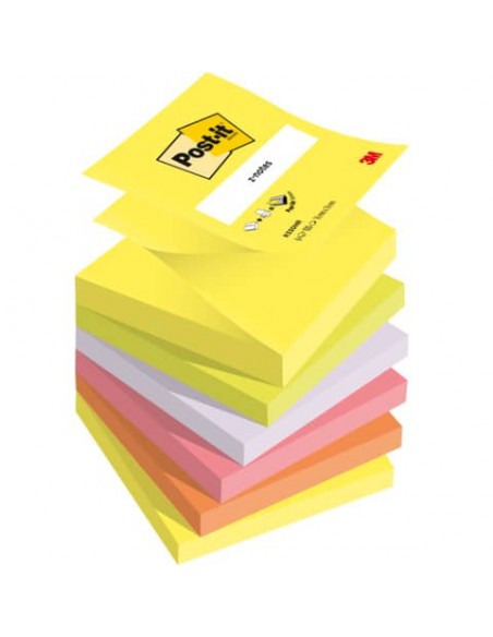 Foglietti colorati Post-it® Ricarica Z-Notes Super Sticky neon assortiti cf. 6 blocchetti da 100 ff R330-NR