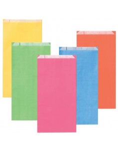 Sacchetti in carta Multicolor 12x22 + 4 cm conf. 100 pz Rex-Sadoch tinte unite chiare assortite - MLC04LIT