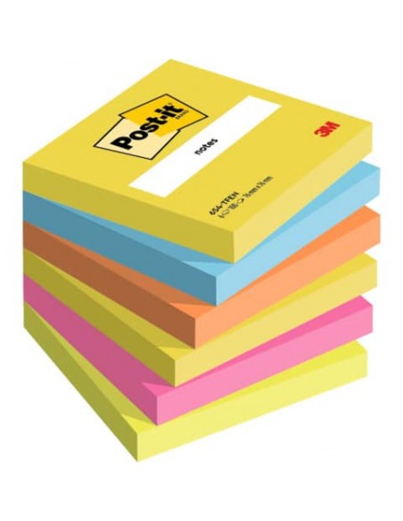 Foglietti riposizionabili Post-it® Notes Energy 76x76 mm neon assortiti conf. 6 bloc. da 100 ff - 654-TFEN