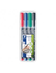 Penne a punta sintetica Staedtler Lumocolor permanent pen 313 s assortiti astuccio da 4 pezzi - 313 WP4