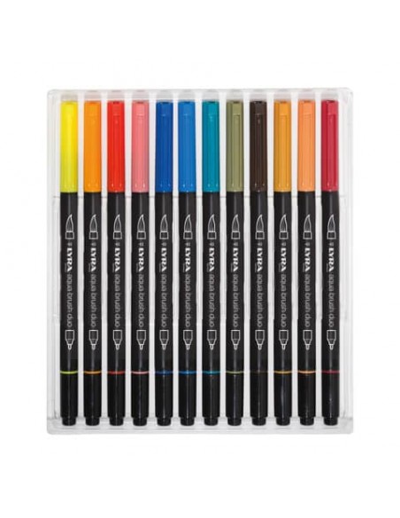 Pennarello punta fine AQUA BRUSH DUO colori assortiti Lyra confezione appendibile 24 pezzi - L6521240